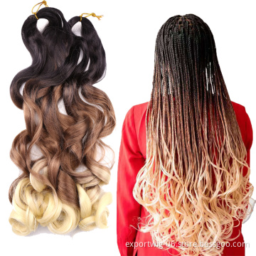 Loose Body Wave Crochet Braids Hair  Wholesale 22 inch 150g Synthetic Ombre Silky Spiral Curl Wavy Braiding Hair extension